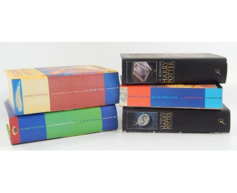 Rowling (J K). Five Harry Potter books including first editions of The Order of the Phoenix and The Half Blood Prince (2), an