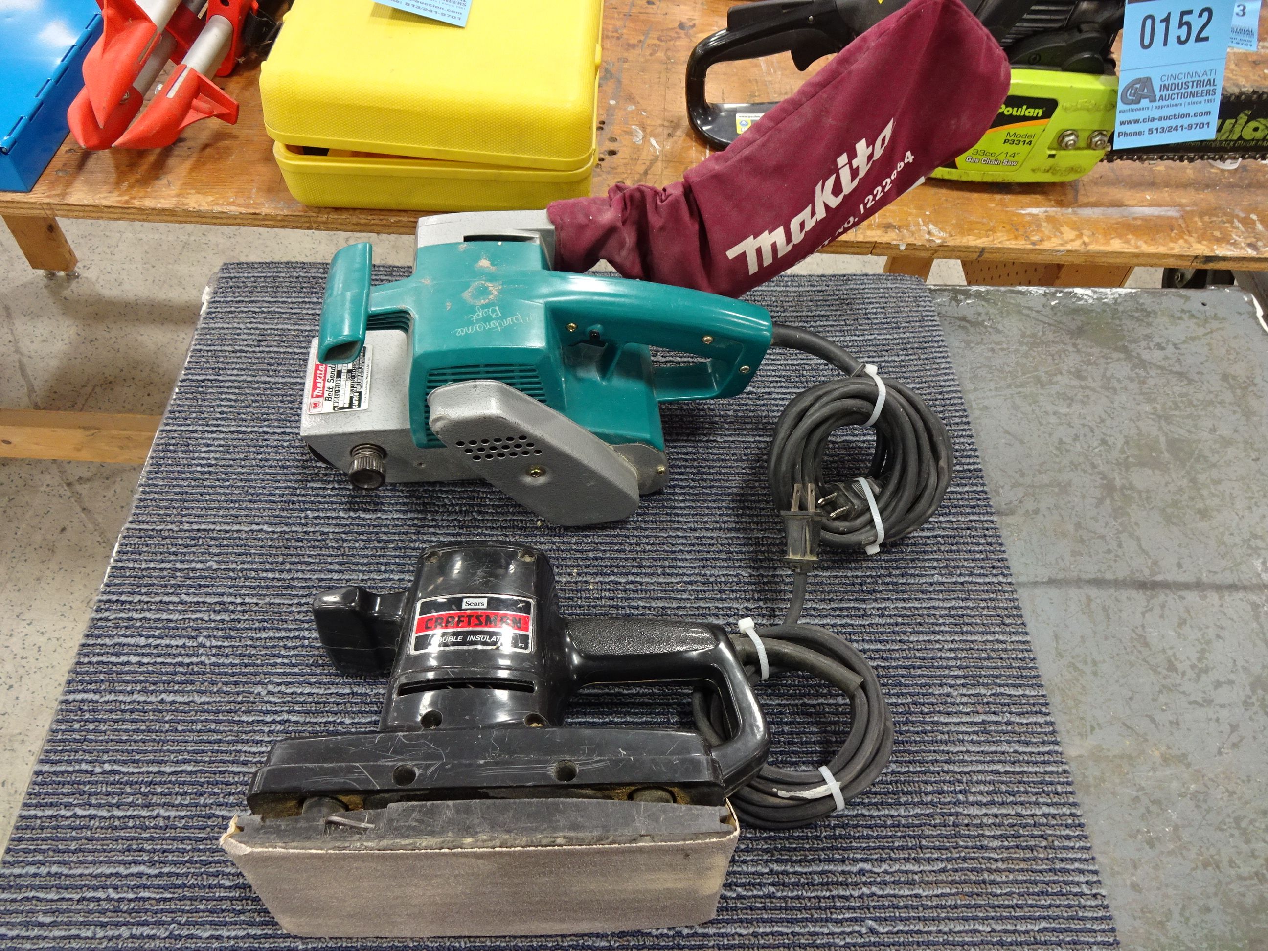 { Group of lots 20, 21 } 3" BELT MAKITA MODEL 9900B BELT SANDER WITH 4