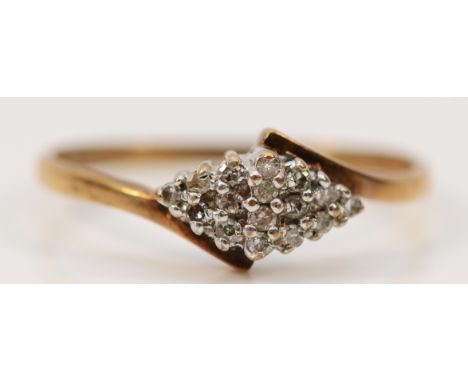 A 9ct gold diamond dress ring, P, 1.6g