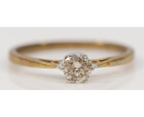 A 9ct gold brilliant cut diamond solitaire ring, stated 0.25ct, L, 1.3g