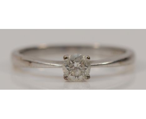 A 9ct white gold brilliant cut diamond solitaire ring, stated 0.25ct, M, 1.4g