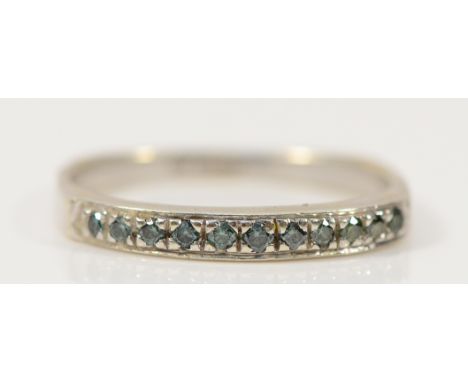 A 9ct white gold enhanced blue diamond half eternity ring, L, 1.5g
