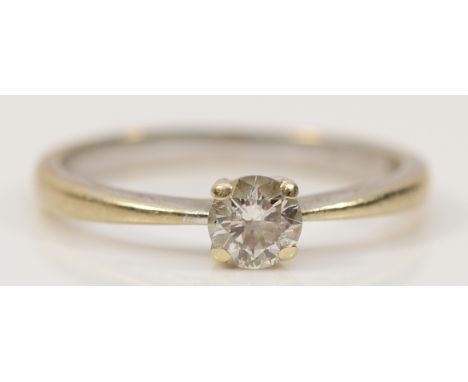 A 9ct white gold brilliant cut diamond solitaire ring, stated 0.33ct, M, 2.1g