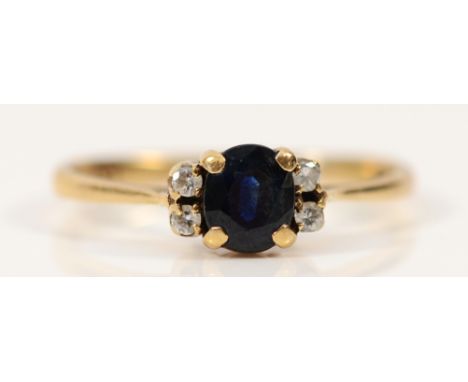 A 9ct gold sapphire and diamond dress ring, L, 1.7g