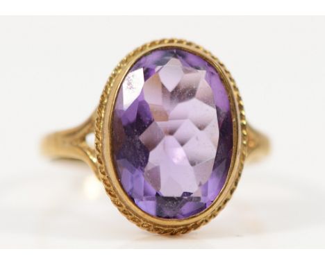 A 9ct gold amethyst cocktail ring, 14mm x 10mm amethyst, L, 3.1g
