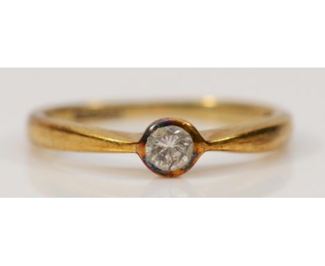 A 9ct gold brilliant cut diamond solitaire ring, stated 0.15ct, J, 1.5g