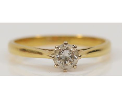 An 18ct gold brilliant cut diamond solitaire ring, estimated PK1, approx 0.40ct, O, 2.7g