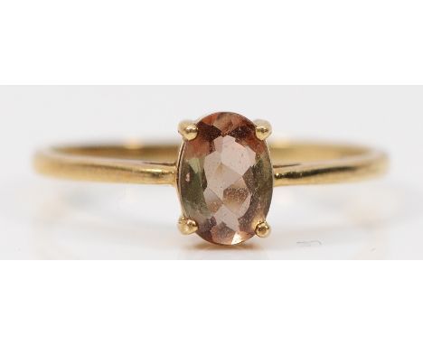 A 9ct gold smokey quartz solitaire ring, N, 1.1g