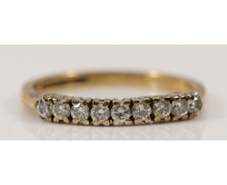 A 9ct gold brilliant cut diamond half eternity ring, L 1/2, 1.9g