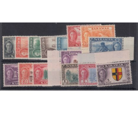 STAMPS SARAWAK 1950 GVI complete set of 15 values to $5, fine U/M, SG 171-85. Cat £120