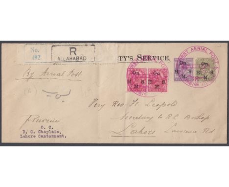 STAMPS AIRMAIL 1911 First Aerial Post Allahabad to Naini INDIA 18th Feb 1911. Official long envelope sent from the Exhibition
