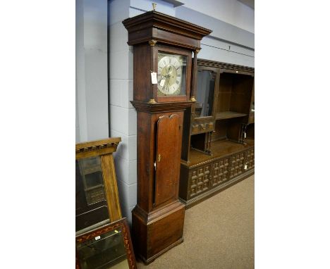 Jasper Harrison, Newcastle: an eight-day oak longcase clock, the square brass dial with 11 1/2in. silvered chapter ring, roma