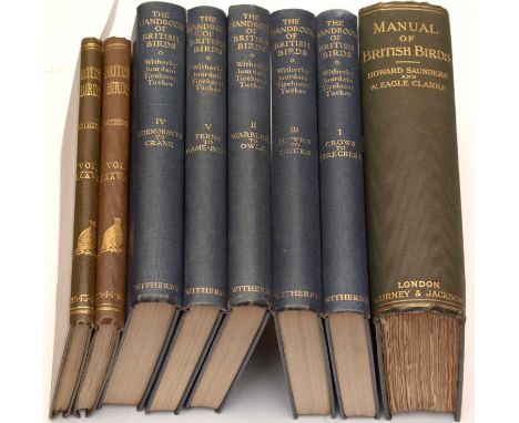 H.F. Witherby, The Handbook of British Birds, 5 vols, cloth, and others; and Saunders, Howard: Manual of British Birds, 1 vol