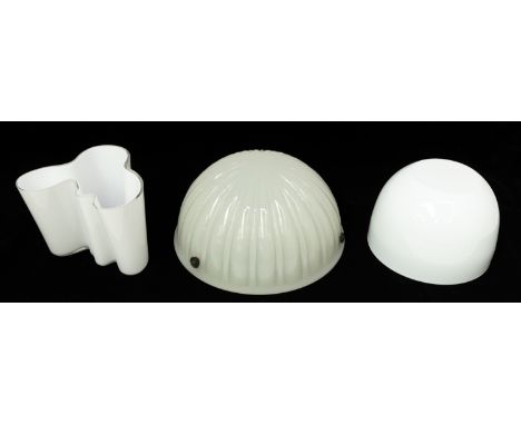 A 20th century Alvar Aalto, Finnish glass vase, of abstract shape in white colourway, signed underneath, approx. 15.2cm high,