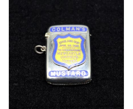 Football Interest: an Edwardian silver plate and enamel novelty Colman's Mustard commemorative vesta case, the yellow shield 