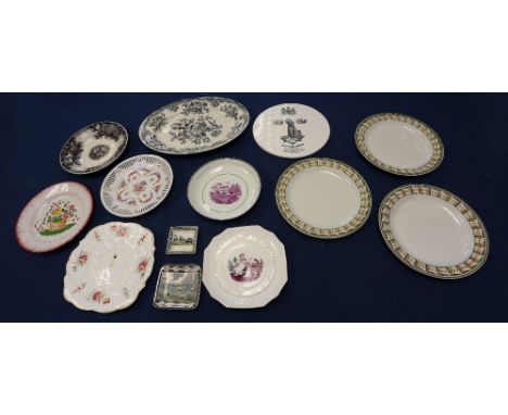 A collection of 19th or 20th century/modern ceramic plates/dishes to include; two pink lustre pieces, transfer printed floral