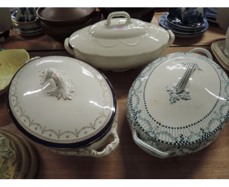 A selection of vintage ceramic tureens varying styles and sizes