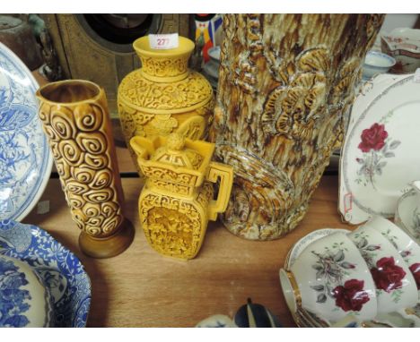 A selection of vintage oriental style ceramic vases some bisque