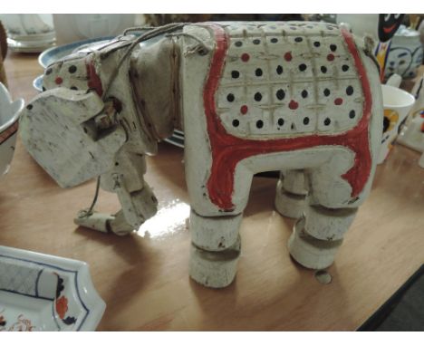 A vintage toy Elephant puppet hand made and painted 