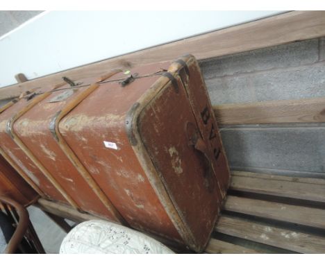 A vintage travel trunk , monogrammed BVJ