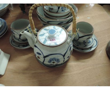 A selection of vintage oriental ceramics in a stone ware finish tea service 