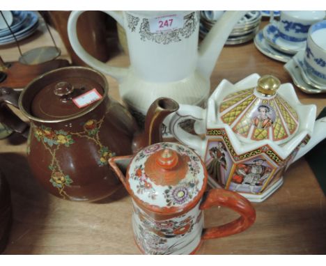 A selection of vintage ceramic tea pots 