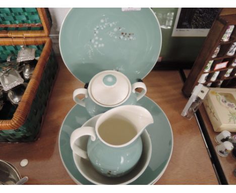 A part tea service by Royal Doulton in the Spindrift pattern a classic design 