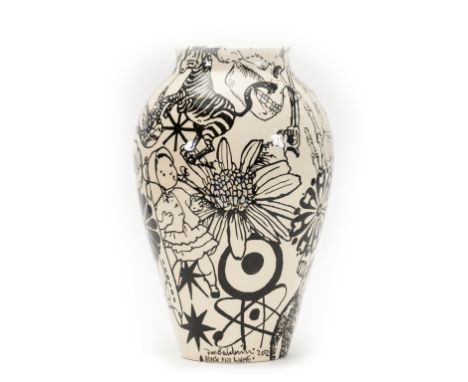 δ Dan Baldwin (b.1972)Black and WhiteUnique glazed ceramic, 2012, signed and dated in black paint, 340 x 220mm (13 3/8 x 8 5/