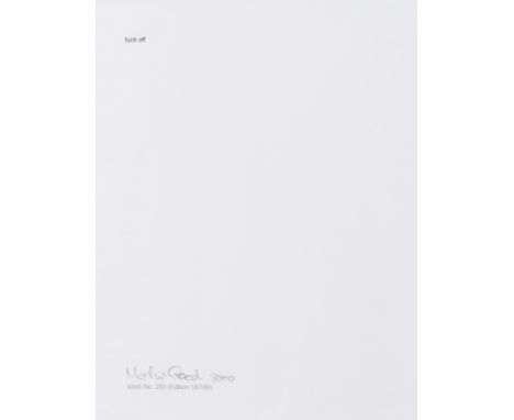 ** δ Martin Creed (b.1968)Work No. 223Digital print, 2000, signed and dated in pencil, with the printed title and numbering f