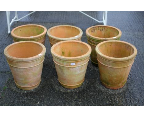 Set of six ceramic garden medium size pots. H39cm x 39cm diameter