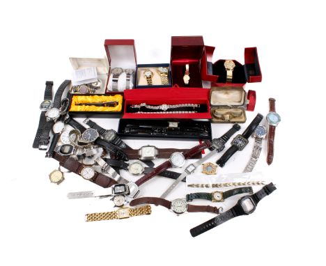A collection of assorted modern and vintage wristwatches. Including a lady's Cortebert, H Steinway, Seiko, etc.