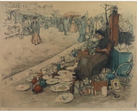 Tavik Frantisek Simon (Czech, 1877-1942), The Market, signed and numbered in pencil 'T F Simon, 193' (in lower margin), colou