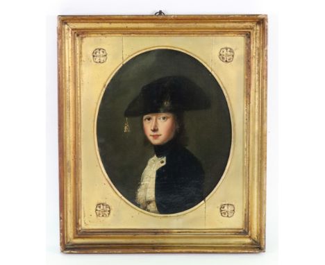 Follower of Hugh Douglas Hamilton (Irish, 1740-1808), Portrait of a boy in naval uniform, oil on canvas, 28cm x 23cm. Illustr