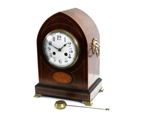 Charles Vincent & Cie; a George III style rosewood boxwood strung and ebonised case lancet top mantel clock, early 20th centu