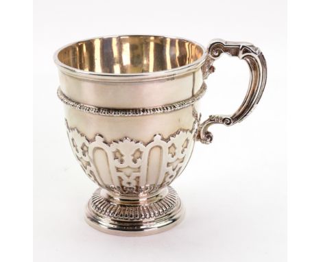 A silver christening cup, Goldsmiths & Silversmiths Company, London 1915, in late 17th century style, the sides decorated wit