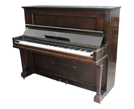 Steinway & Sons; a mahogany cased upright pianoforte, circa 1925, the overstrung action no. 278255V, with square tapered fron