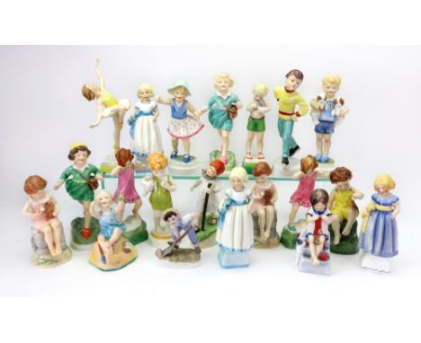 Twenty Royal Worcester figures from the Days of the Week, modelled by Freda Doughty, blue and black printed marks (20).