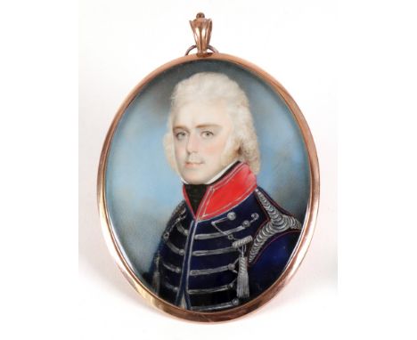 Charles Shirreff (Scottish, circa 1750 - circa 1809) A portrait miniature of an Officer of The Light Dragoons, wearing a blue