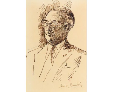 Adrian Maurice Daintrey (British, 1902-1988), Portrait of a gentleman in a suit and glasses, signed 'Adrian Daintrey' (lower 