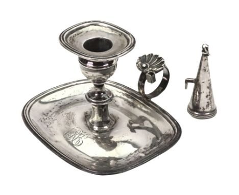 A George III silver chamber candlestick, Rebecca Emes & Edward Barnard, London 1813, the vase shape sconce with detachable no