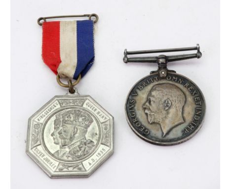 A First World War medal to 19142 A.Sjt. A G Howell R. W. Kent R., and a County of Middlesex 1935 Jubilee medal (2).