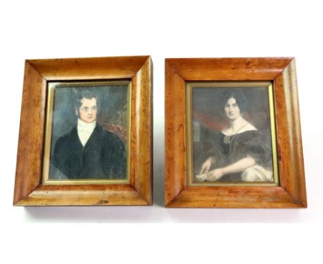 English School, 19th Century, A portrait of John Swinford of Minster Abbey, and another of his wife, a pair, gouache, each 11