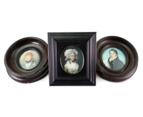 English School, late 18th/early 19th Century, A portrait miniature of W S Lethbridge, in a blue coat with gold buttons, inscr