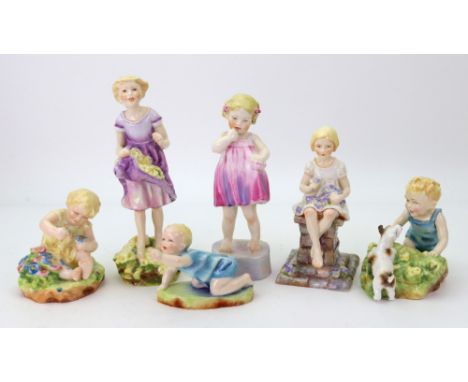 Six Royal Worcester figures modelled by Freda Doughty, 1930's, comprising: 'The First Cuckoo' shape 3082, 'Sunshine' shape 30