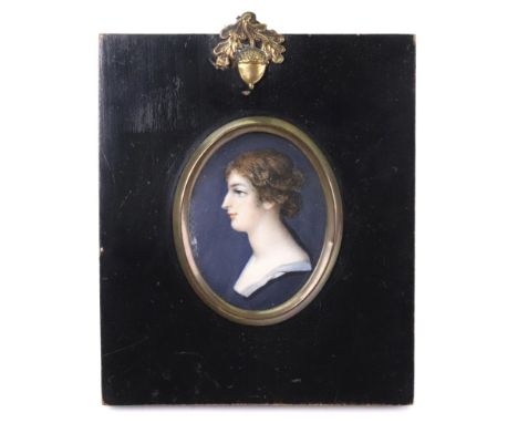 English School, late 18th/early 19th Century, A portrait miniature of Mrs Mellish, watercolour and gouache, 6cm x 4.5cm.Illus