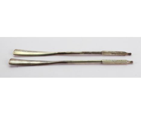 A pair of Art Deco silver novelty miniature oars, Maltese, detailed 800, one inscribed 'Officers Whalers' 'Inter Flotilla Reg