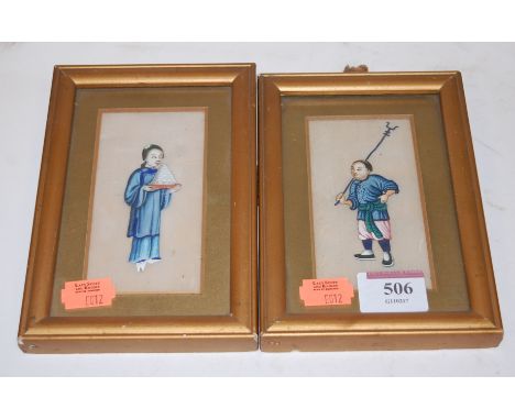Chinese school, early 20th century, portrait of a gentleman, oil on silk, together with the companion, a pair, 10.5x5.5cm