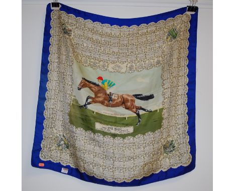 A silk scarf showing various winners of the Epsom Derby from 1780 onwards