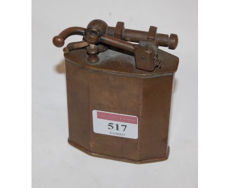 An early 20th century French Rustic brass table lighter    Condition Report / Extra Information  Top arm loose and with solde