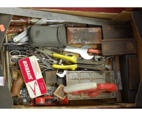 A box of miscellaneous hand tools